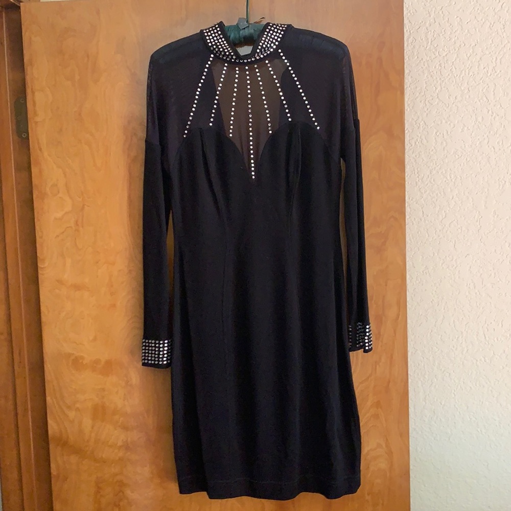 Lillie Rubin - Vintage - Black, Sheer with Crystals - Medium